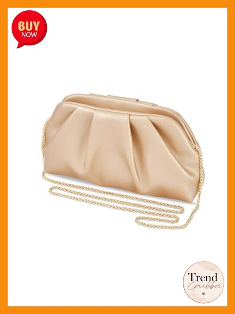 Dressy Pleated Vegan Leather Clutch Purse with Chain